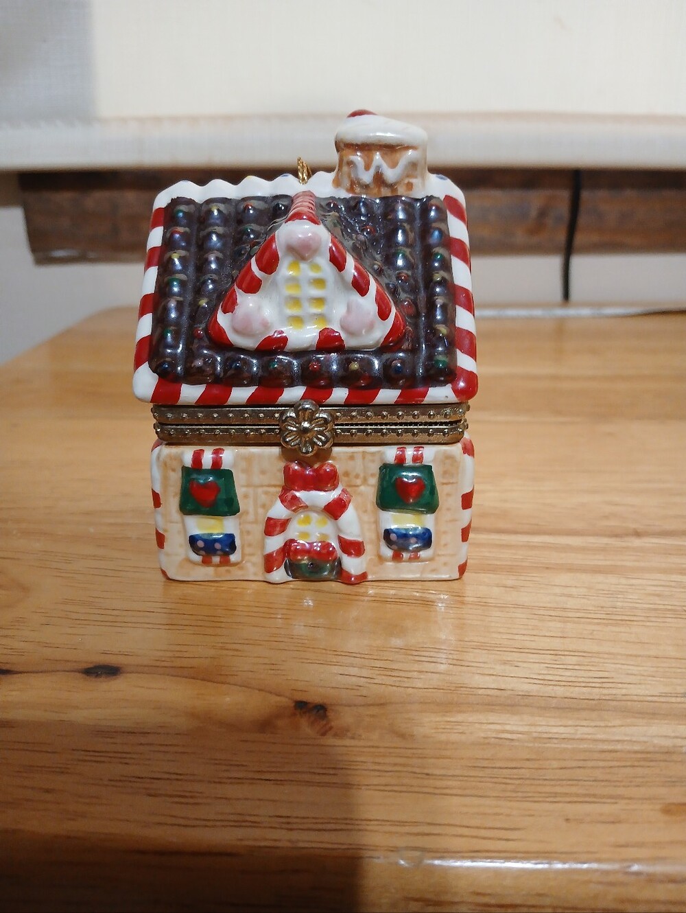 Hand-Painted Gingerbread House Holiday Ornament - Wind Up Music Box